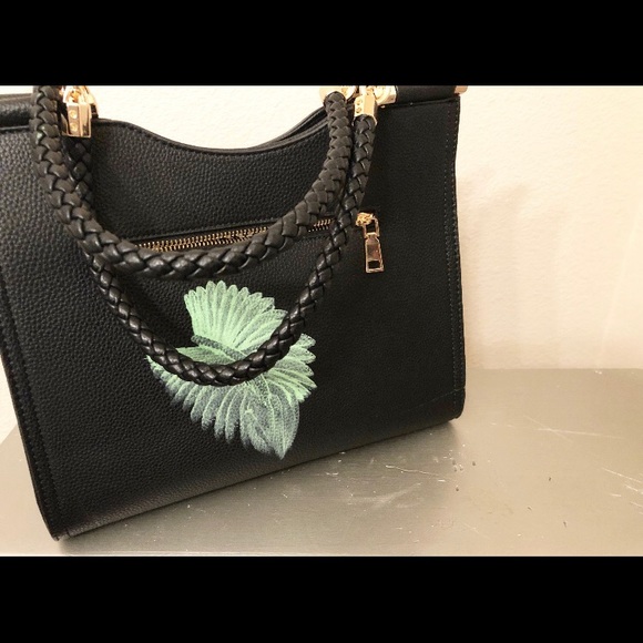 Black leather, multi painted handbag ๐ - Picture 2 of 5